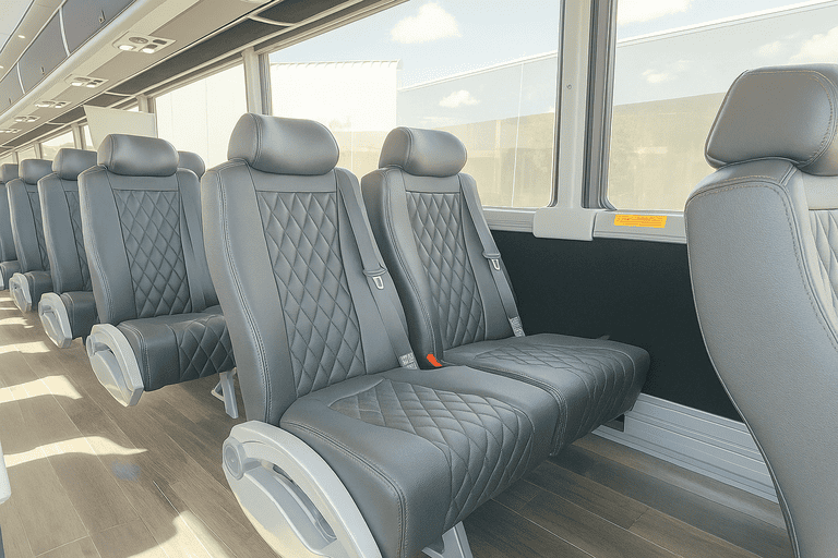 interior of Coach Bus Visalia charter bus